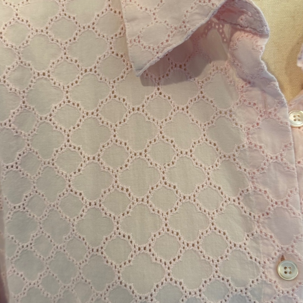 Talbots Women's Light Pink Eyelet design Button Down Blouse, Size 3X - Picture 6 of 15